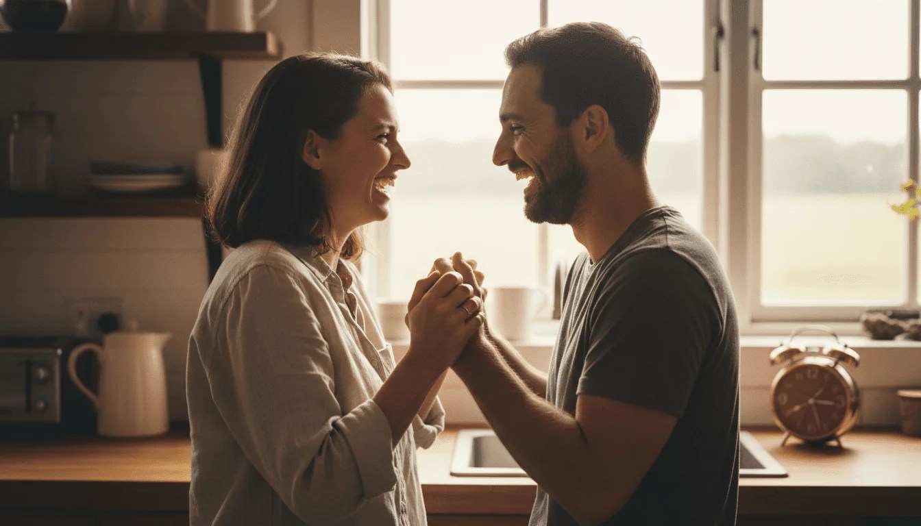 Pareja conectando emocionalmente sin teléfonos móviles, contacto visual real. Pareja conectando emocionalmente sin teléfonos móviles, contacto visual real.