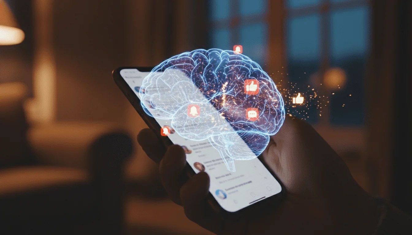 Ilustración conceptual sobre la neuroplasticidad y el impacto de las pantallas en el cerebro adolescente. Ilustración conceptual sobre la neuroplasticidad y el impacto de las pantallas en el cerebro adolescente.