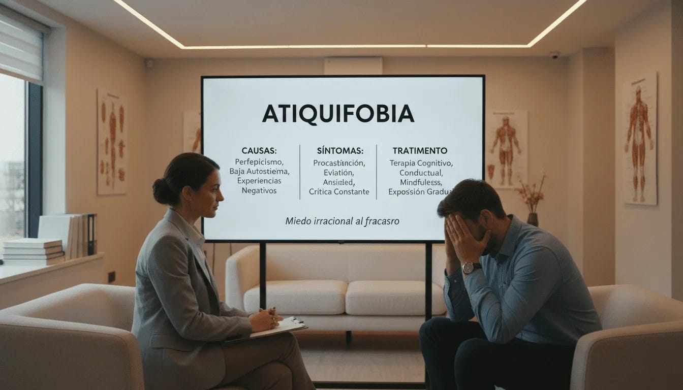 Atiquifobia: causas, síntomas y tratamiento del miedo irracional al fracaso enfoque clínico escena 4